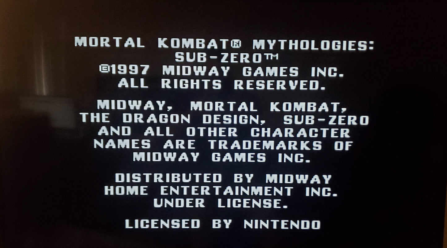 Mortal Kombat Mythologies: Sub-Zero N64 Nintendo 64 Video Game 1997