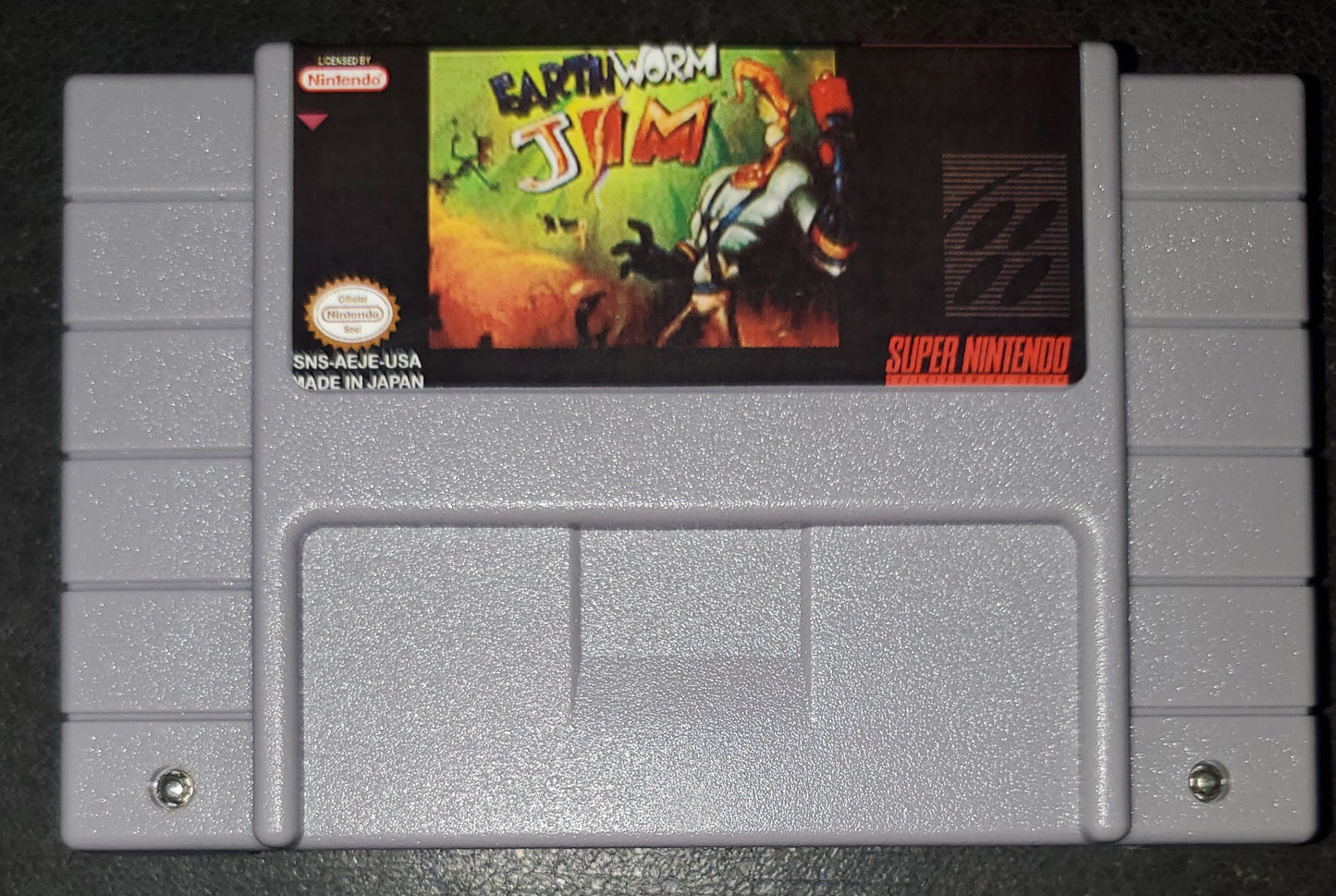 Eathworm Jim SNES Video Game Cartridge Super Nintendo