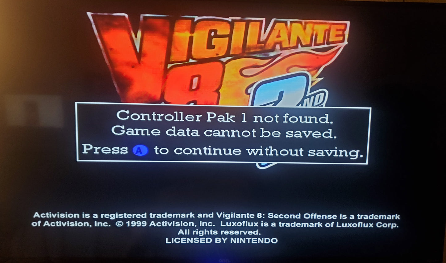 Vigilante 8 2nd Offense N64 Nintendo 64 Video Game Cartridge 2000