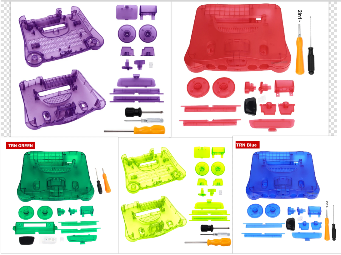 N64 Full Replacement Console Shell Housing Translucent Nintendo 64