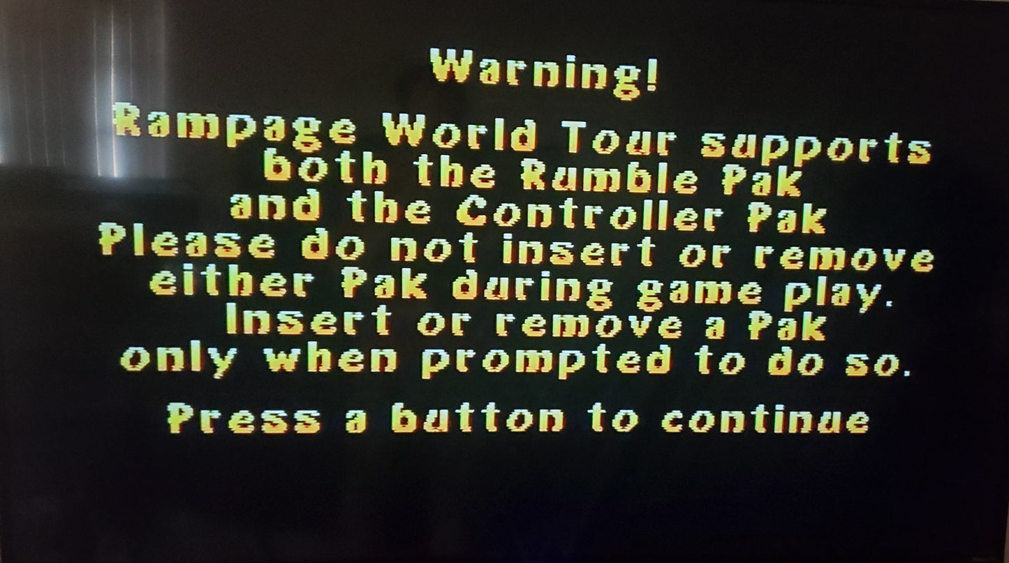 Rampage World Tour N64 Nintendo 64 Video Game 1998