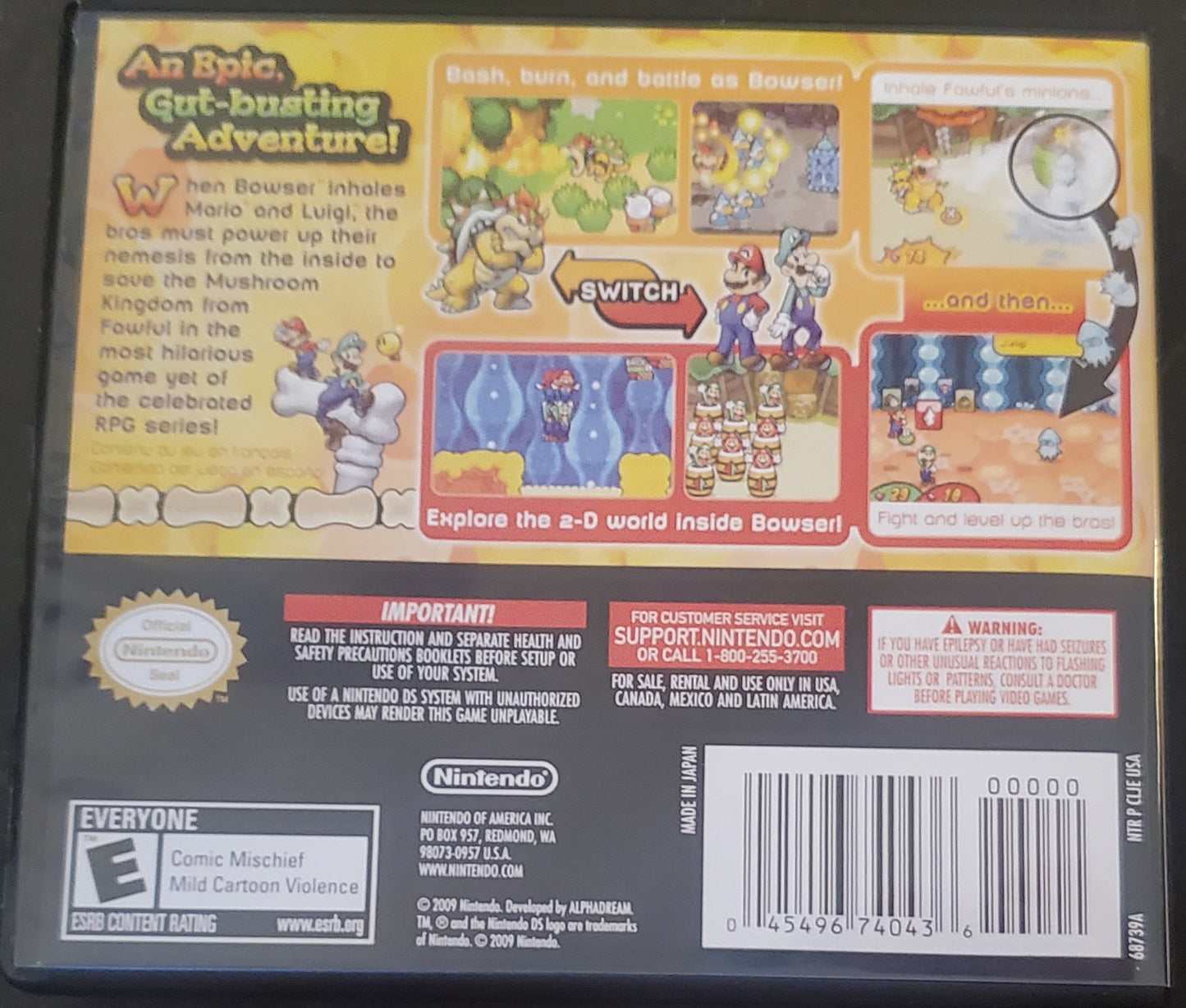 Mario and Luigi Bowser's Inside Story Video Game Nintendo DS 2009
