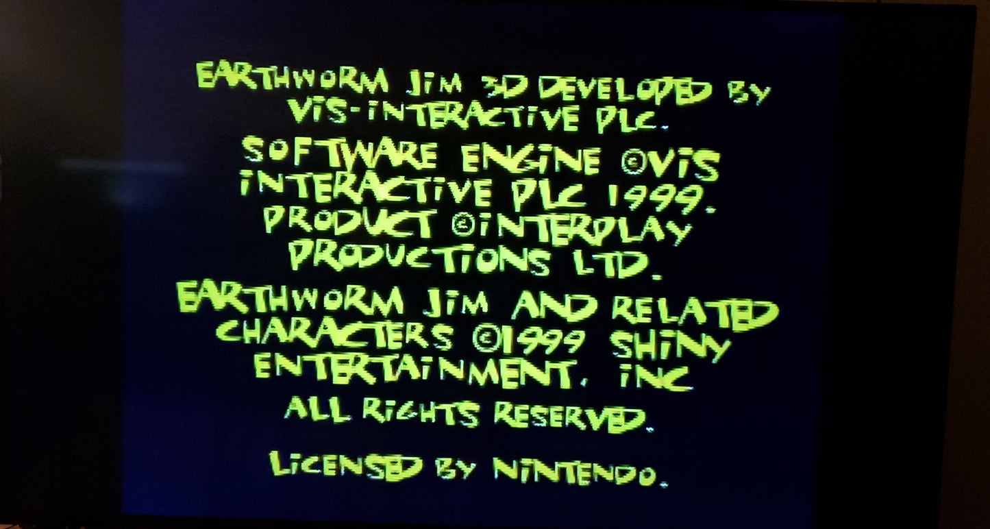 Earthworm Jim 3D N64 Nintendo 64 Video Game Cartridge 1999
