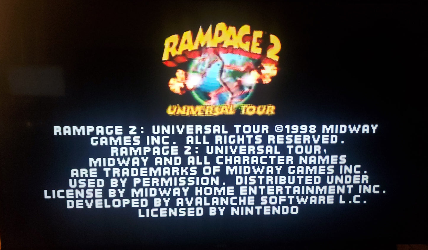 Rampage 2: Universal Tour N64 Nintendo 64 Video Game Cartridge 1999