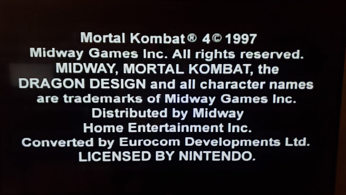 Mortal Kombat 4 N64 Nintendo 64 Video Game Cartridge 1997