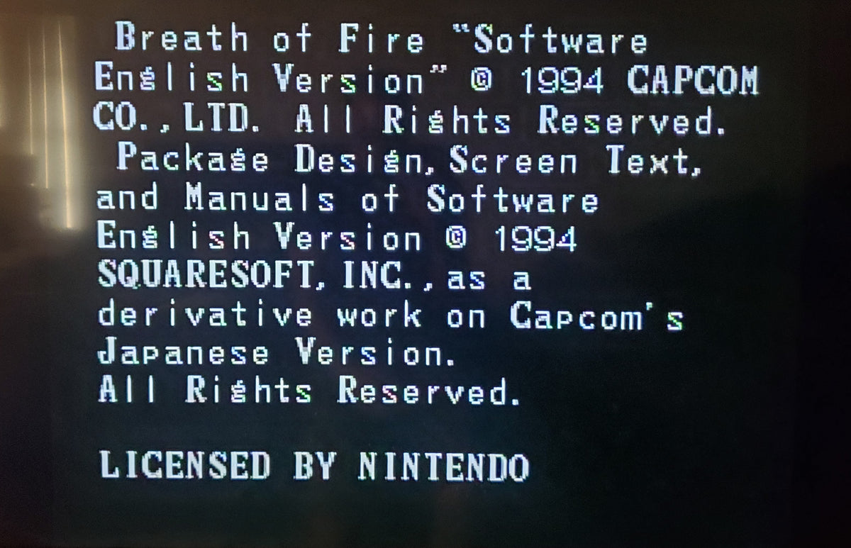 Breath of Fire 1 SNES Video Game Cartridge Super Nintendo 1993