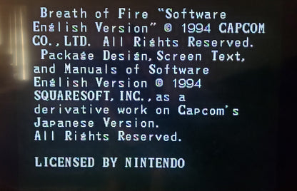 Breath of Fire 1 SNES Video Game Cartridge Super Nintendo 1993