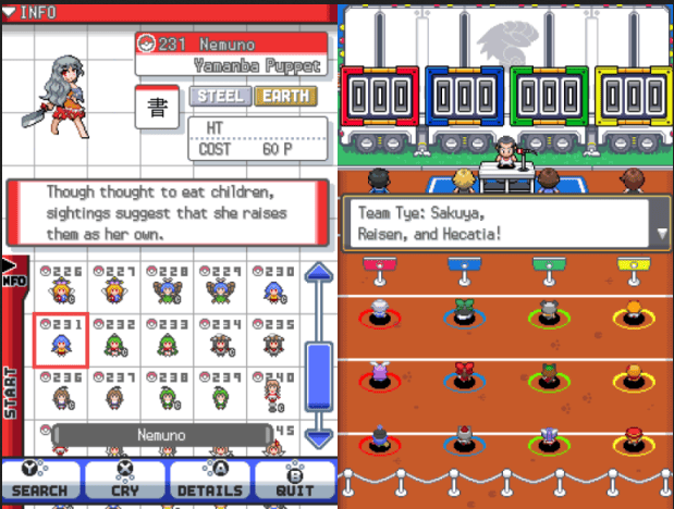 Pokemon Touhoumon HeartGold Nintendo DS Custom ROM Hack Video Game