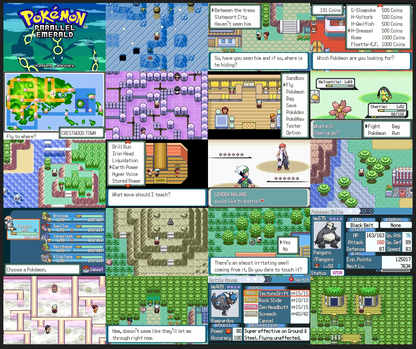 Pokemon Parallel Emerald GBA ROM Hack Video Game Boy Advance