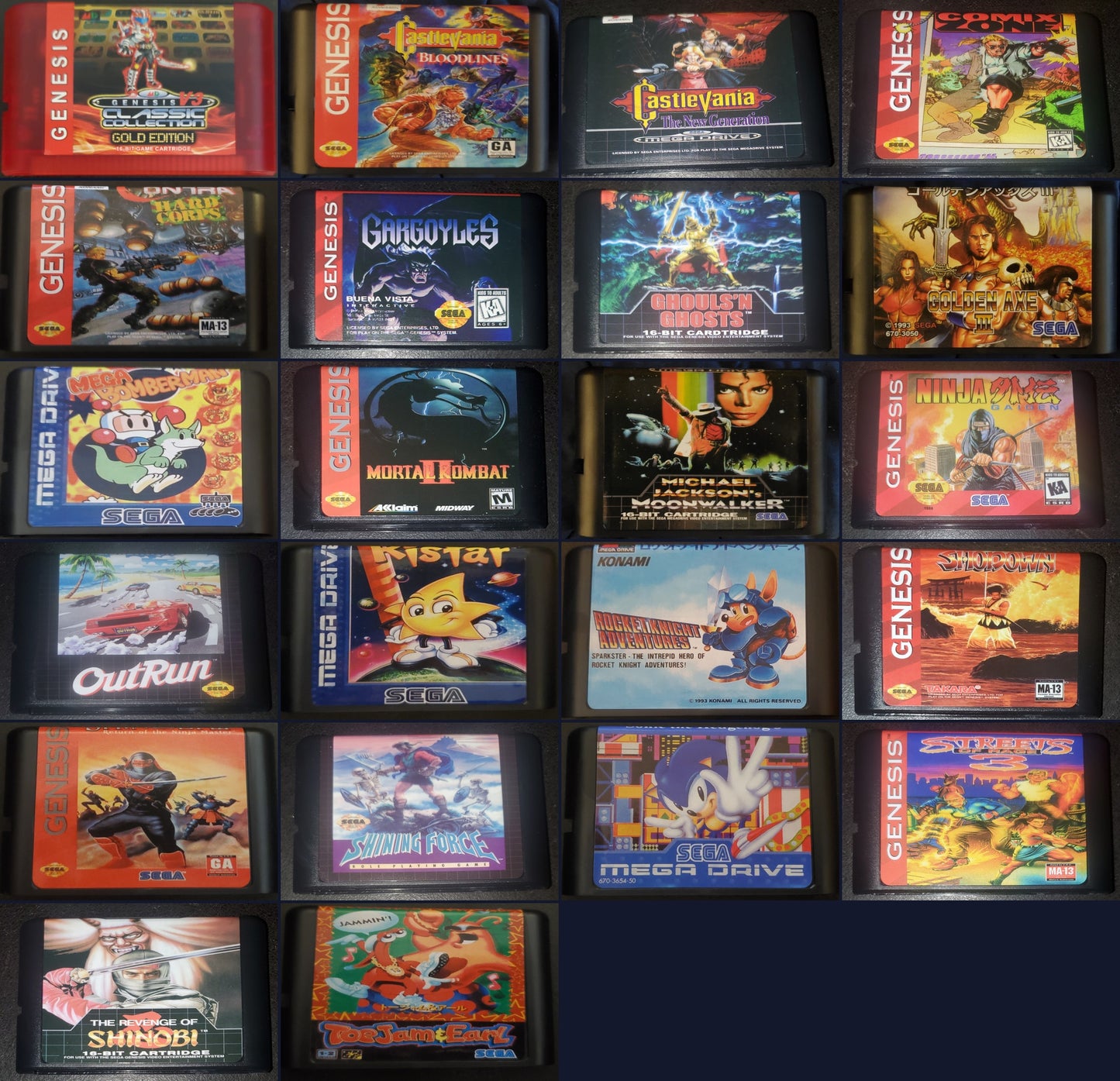 Sega Genesis Mega Drive Video Game Cartridges