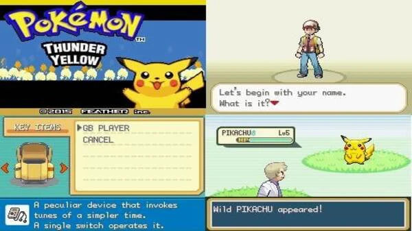 Pokemon Thunder Yellow GBA ROM Hack Video Game Custom Gameboy Advance